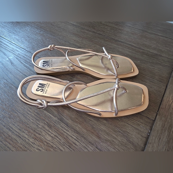 SM New York Molly Metallic Strap Vegan Flat Sandals Size 9 - Picture 5 of 6